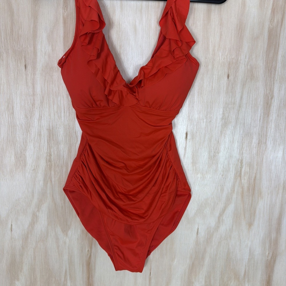 Lauren Ralph Lauren Beach Club Slimming Underwire One Piece red Swimsuit Sz 10